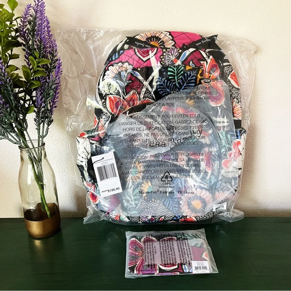 ⛔️SOLD⛔️ VERA BRADLEY Kauai Floral Compact Backpack & Zip ID Case 2 Pc Set -NWT - Picture 17 of 17